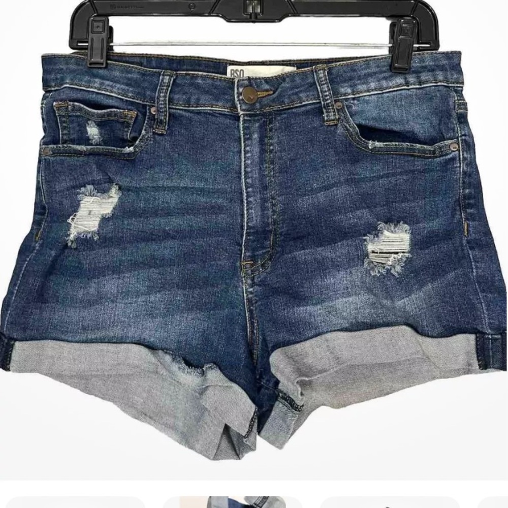 RSQ Women's Distressed Sunset High Rise Denim Shorts - Blue size 13/ w31